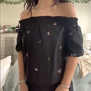 Black off the shoulder top